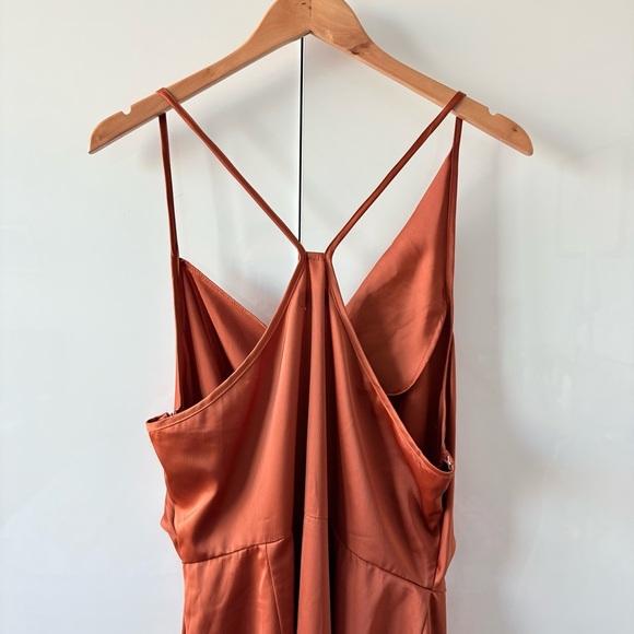 Missguided Orange Satin Midi Dress - Picture 8 of 14